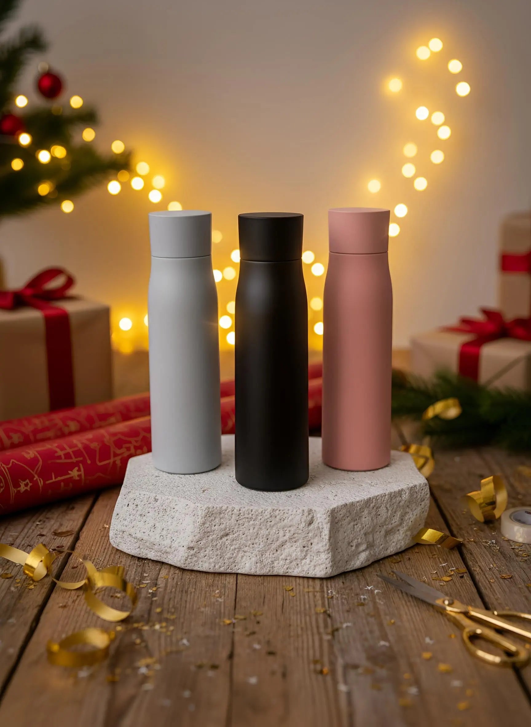 Selvrensende termoflaske med UV-C lys og LED temperaturdisplay og drikke påminner 